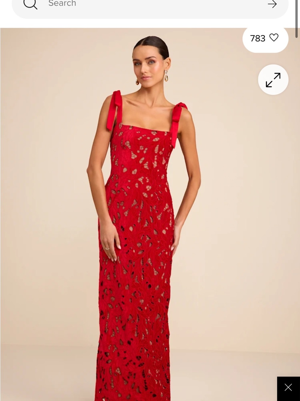 Lulu's Red Lace Tie-Shoulder Maxi Dress